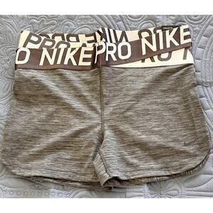 Nike Pro Women's Athletic Shorts - Brown and Cream
